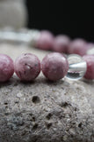 Lepidolite Amethyst Hematite Rock Crystal Quartz Yoga Meditation Healing Balancing Round Stone Beads Stretch Bracelet with Tree of Life Charm
