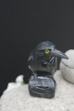 Hand Carved Natural Black ONYX Raven Crow Spirit Animal Totem