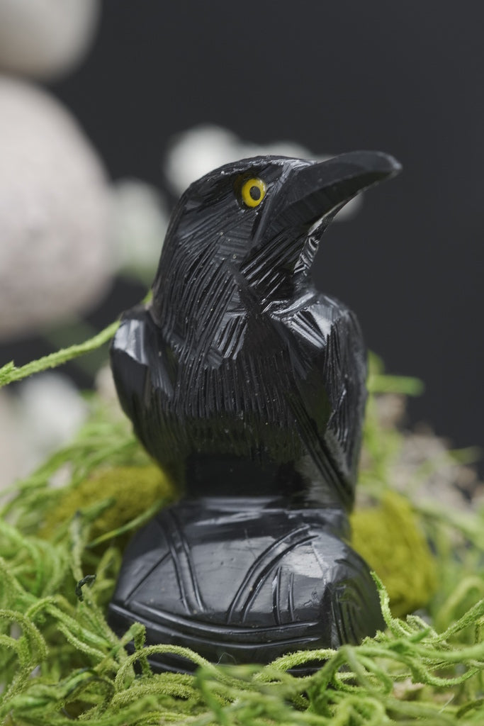 Onyx Crow Carving