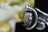 Gorgeous custom made 925K Sterling Silver with Seraphinite and Emerald Gemstones Ring 