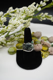 Gorgeous custom made 925K Sterling Silver with Seraphinite and Emerald Gemstones Ring 
