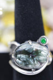 Gorgeous custom made 925K Sterling Silver with Seraphinite and Emerald Gemstones Ring 