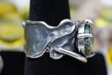 Gorgeous custom made 925K Sterling Silver with Seraphinite and Emerald Gemstones Ring 