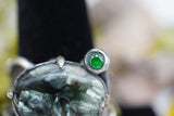 Gorgeous custom made 925K Sterling Silver with Seraphinite and Emerald Gemstones Ring 