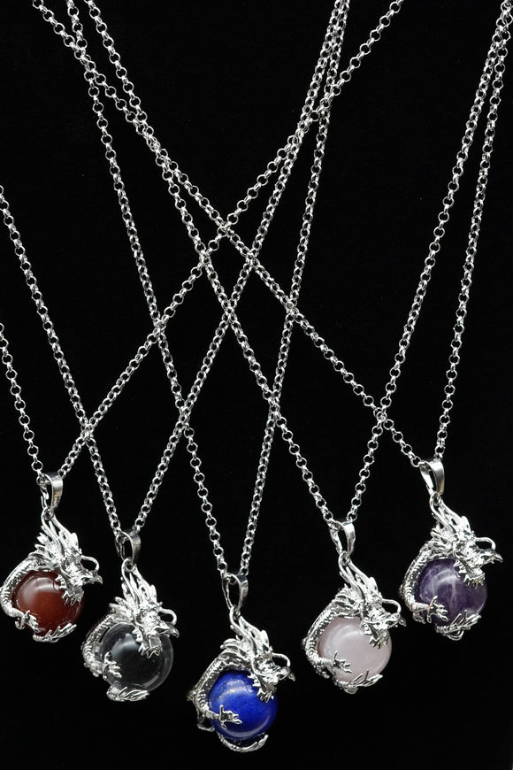 Whole Dragon Crystal Sphere with Necklace (Various Options)