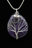 Amethyst and Lapis Lazuli Tree of Life Wire Wrapped Crystal Pendant Necklace