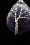 Amethyst and Lapis Lazuli Tree of Life Wire Wrapped Crystal Pendant Necklace