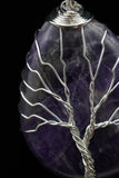Amethyst and Lapis Lazuli Tree of Life Wire Wrapped Crystal Pendant Necklace