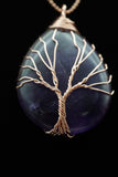 Amethyst and Lapis Lazuli Tree of Life Wire Wrapped Crystal Pendant Necklace