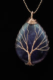 Amethyst and Lapis Lazuli Tree of Life Wire Wrapped Crystal Pendant Necklace