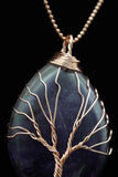 Amethyst and Lapis Lazuli Tree of Life Wire Wrapped Crystal Pendant Necklace
