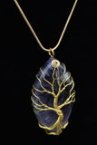 Oval Tree of Life Wire Wrapped Crystal Gemstone Pendant Necklace (Various Options)