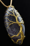 Oval Tree of Life Wire Wrapped Crystal Gemstone Pendant Necklace (Various Options)