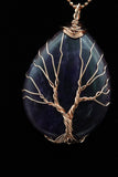 Amethyst and Lapis Lazuli Tree of Life Wire Wrapped Crystal Pendant Necklace