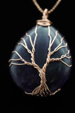 Amethyst and Lapis Lazuli Tree of Life Wire Wrapped Crystal Pendant Necklace