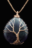 Amethyst and Lapis Lazuli Tree of Life Wire Wrapped Crystal Pendant Necklace