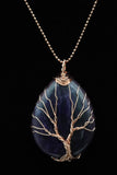 Amethyst and Lapis Lazuli Tree of Life Wire Wrapped Crystal Pendant Necklace