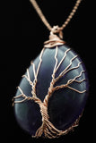 Amethyst and Lapis Lazuli Tree of Life Wire Wrapped Crystal Pendant Necklace