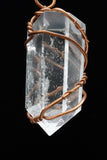 Clear Quartz Crystal Single Terminated Copper Wire Wrap Pendant Necklace