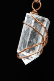Clear Quartz Crystal Single Terminated Copper Wire Wrap Pendant Necklace