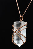 Clear Quartz Crystal Single Terminated Copper Wire Wrap Pendant Necklace