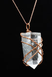 Clear Quartz Crystal Single Terminated Copper Wire Wrap Pendant Necklace