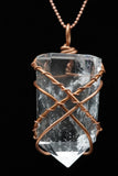 Clear Quartz Crystal Single Terminated Copper Wire Wrap Pendant Necklace