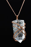 Clear Quartz Crystal Single Terminated Copper Wire Wrap Pendant Necklace