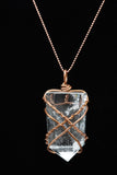 Clear Quartz Crystal Single Terminated Copper Wire Wrap Pendant Necklace