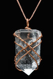 Clear Quartz Crystal Single Terminated Copper Wire Wrap Pendant Necklace