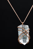 Clear Quartz Crystal Single Terminated Copper Wire Wrap Pendant Necklace