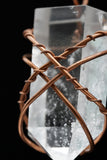Clear Quartz Crystal Single Terminated Copper Wire Wrap Pendant Necklace