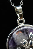 Duo Cats in Moon Amethyst Lava Rock Lapis Lazuli Green Aventurine Crystal Pendant Necklace