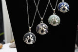 Duo Cats in Moon Amethyst Lava Rock Lapis Lazuli Green Aventurine Crystal Pendant Necklace