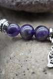 7 Chakras Yoga Meditation Healing Balancing Round Stone Beads Stretch Bracelet with Tree of Life / Hamsa Hand Charm