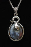 Moss Agate Crystal Snake Pendant Necklace