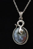Moss Agate Crystal Snake Pendant Necklace