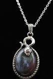 Moss Agate Crystal Snake Pendant Necklace