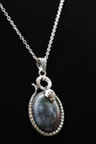 Moss Agate Crystal Snake Pendant Necklace
