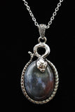 Moss Agate Crystal Snake Pendant Necklace