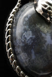 Moss Agate Crystal Snake Pendant Necklace
