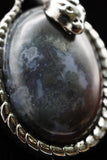 Moss Agate Crystal Snake Pendant Necklace