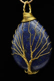 Amethyst and Lapis Lazuli Tree of Life Wire Wrapped Crystal Pendant Necklace